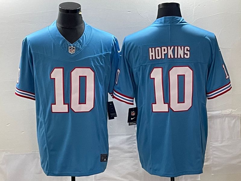 Men Tennessee Titans 10 Hopkins Light Blue Nike Throwback Vapor Limited NFL Jersey